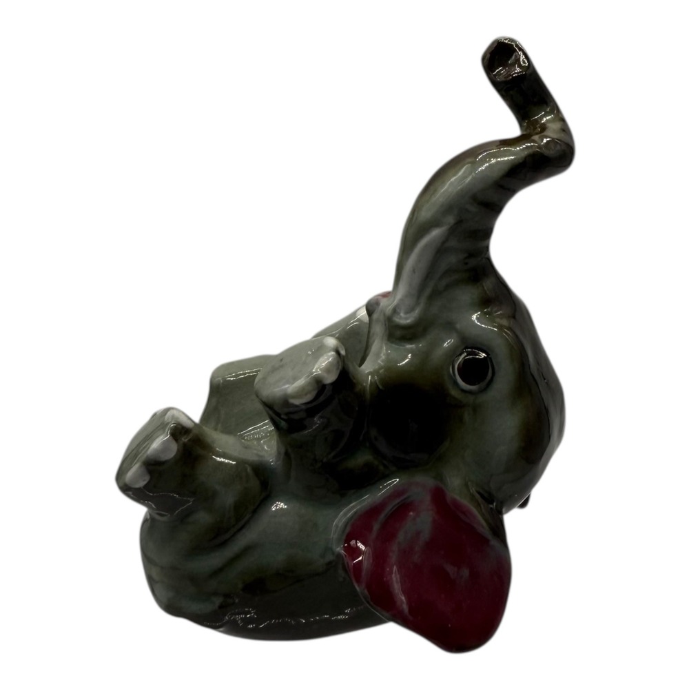 Elephant Figurine Statue‎ Ceramic Animal Decor Trunk Up Good Luck Gift